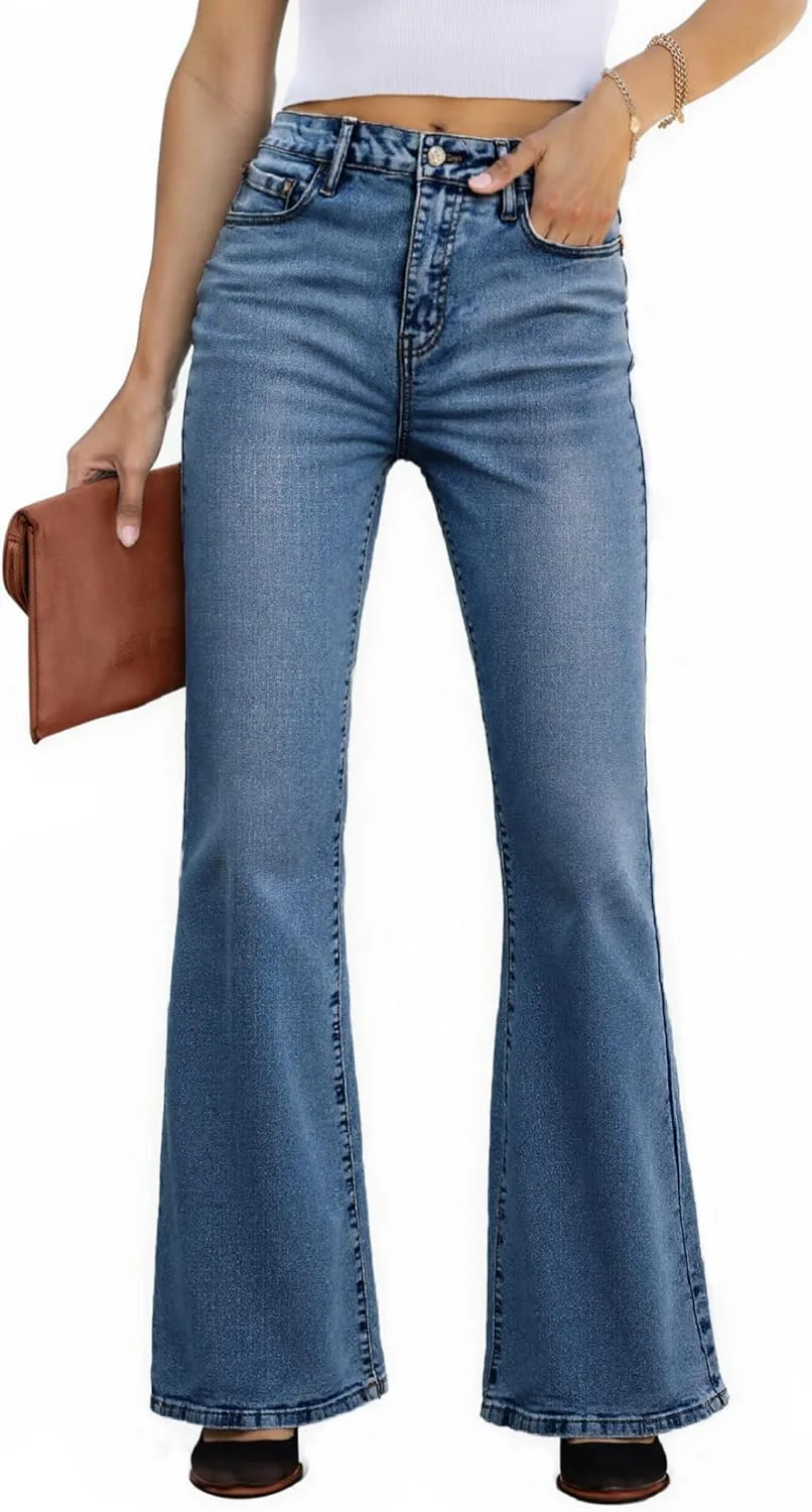 

EMMIOL Flare Jeans для женщин, Mid-High Waist, Bootcut, Stretchy Denim