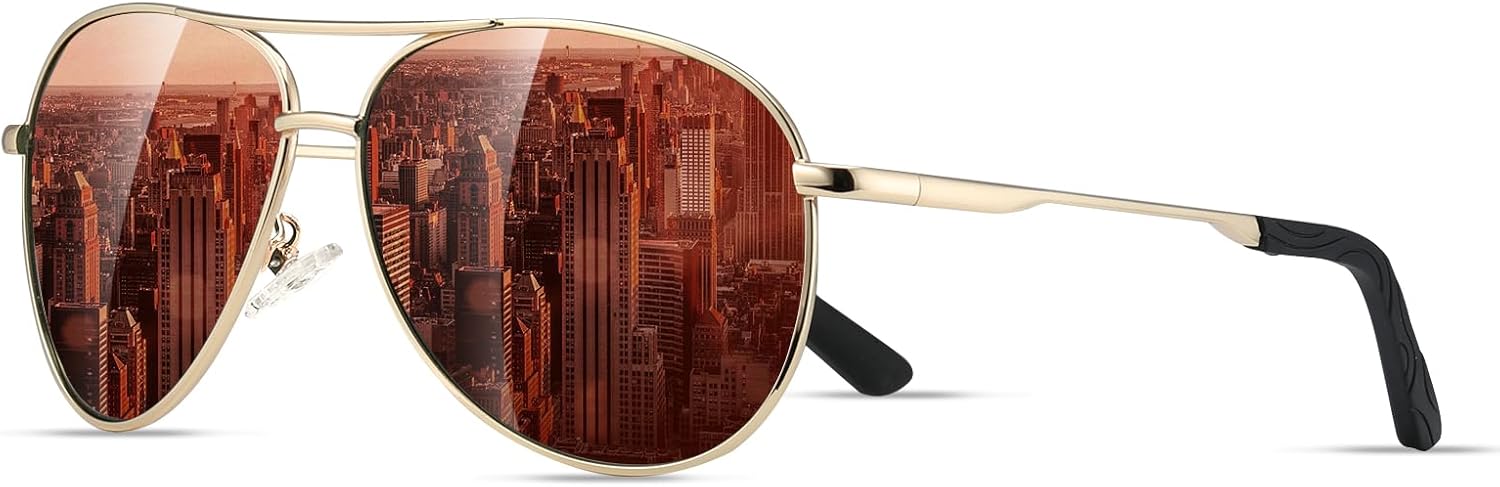 

Поляризованные солнцезащитные очки-авиаторы Eiuizah для мужчин и женщин — классические солнцезащитные очки для вождения, рыбалки и защиты от УФ-излучения, C3(1 Pack) Gold Frame/Brown Lenses