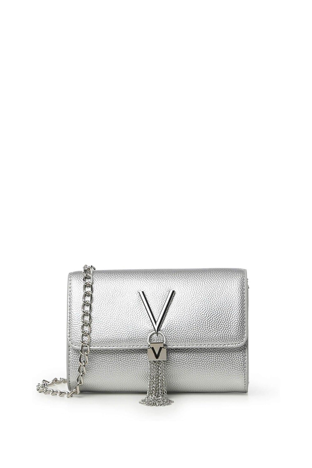 

Сумка Divina на длинном ремне с цепочкой и бахромой Valentino Bags, серебряный