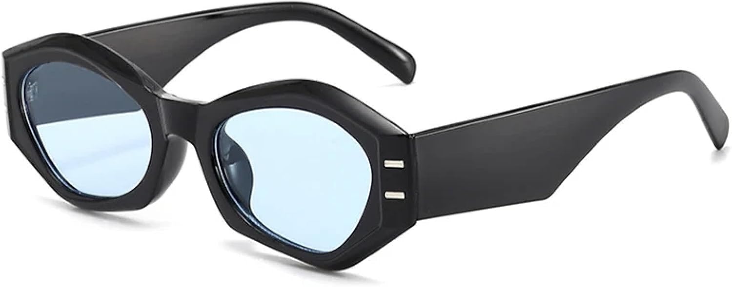 

Модные солнцезащитные очки «кошачий глаз» с неровными заклепками, для женщин и мужчин, классические, роскошные, для путешествий и вождения, с защитой от УФ-излучения UV400 TKKTLLT, Black Blue