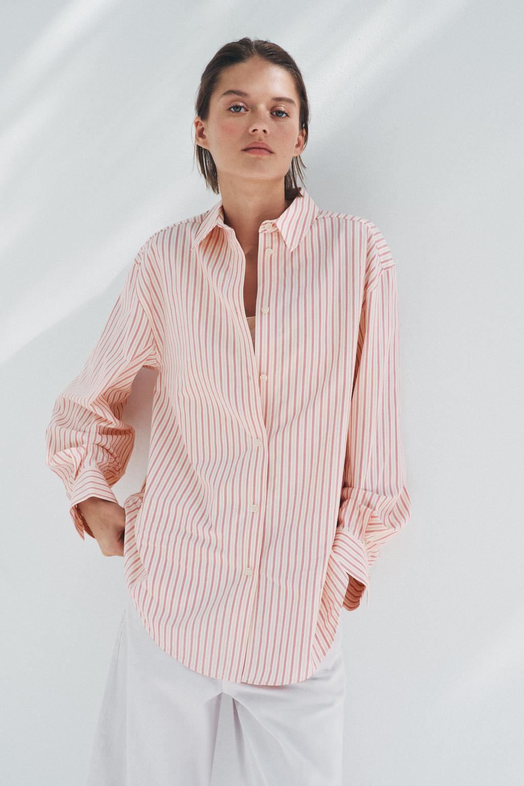 

Рубашка в полоску ZARA, розовый