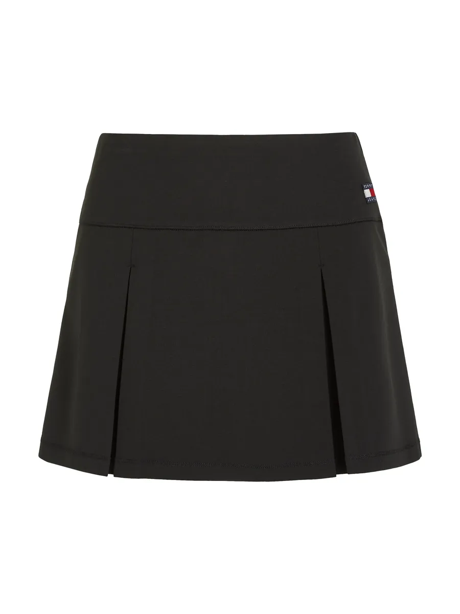 

Мини-юбка Tommy Jeans "TJW BOX PLEAT JERSEY MINI SKIRT", тканая юбка модной свободной формы, черный