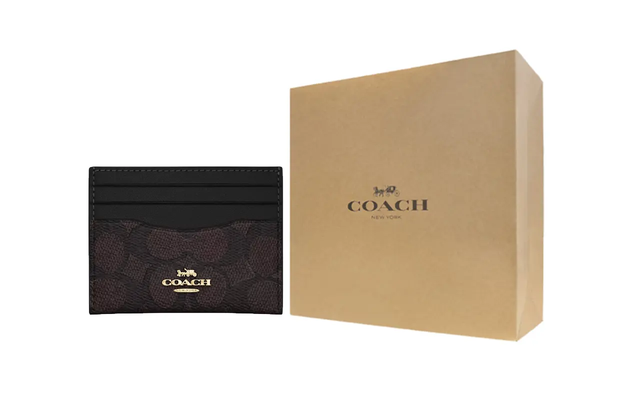 

COACH Мини-картхолдер из прорезиненной ткани женский черный, Gift Box Set (Basic Set+Yellow Box)