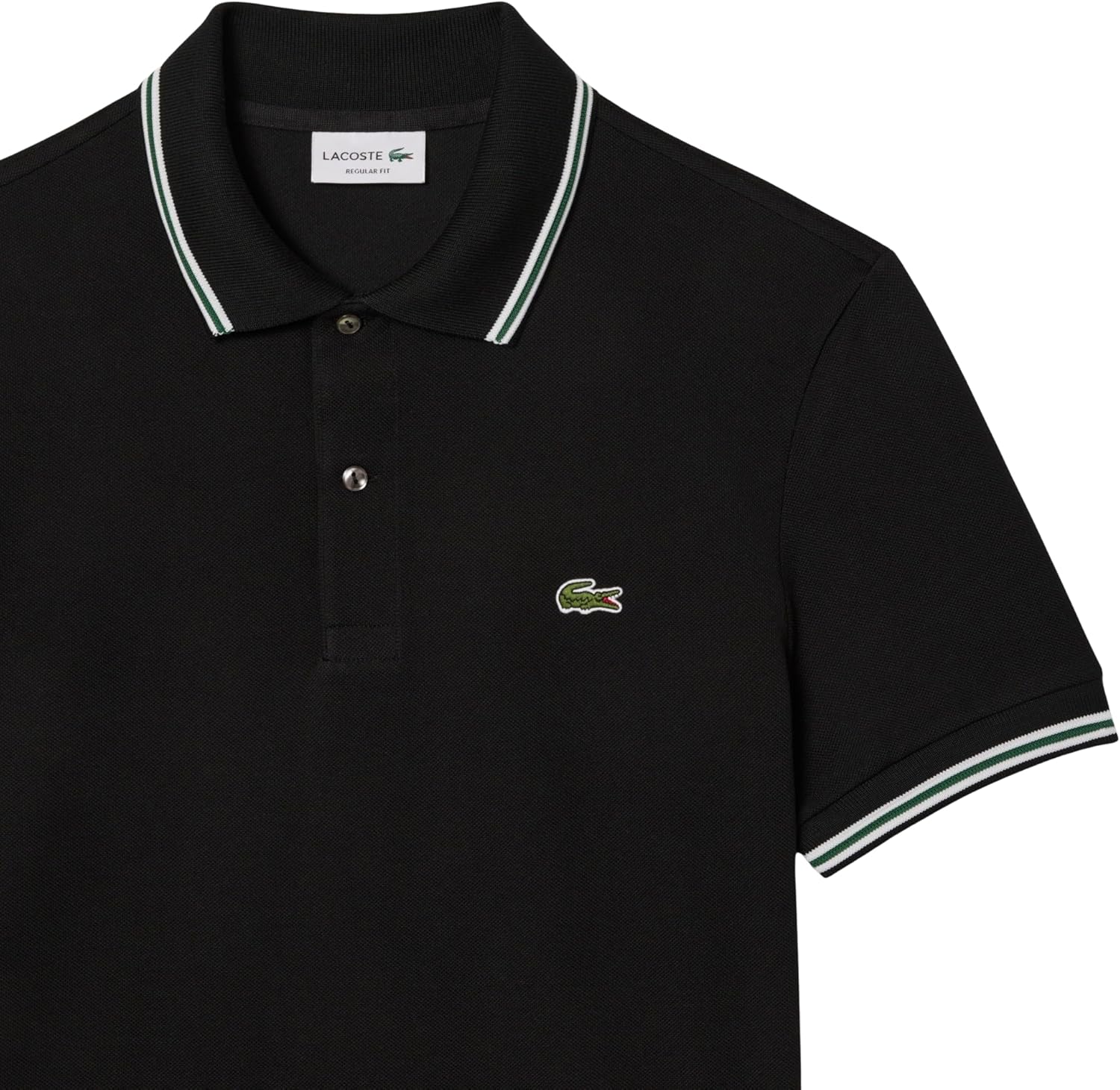 Lacoste мужская сезонная короткая рукавка обычного кроя поло с контрастным воротником, Black — фото 2