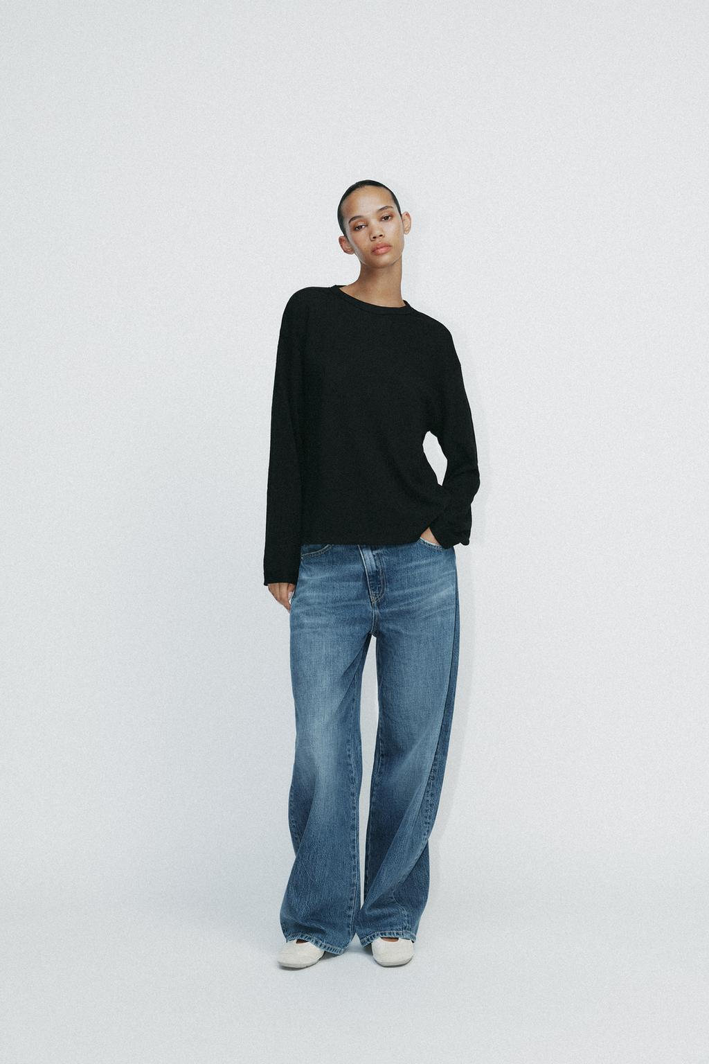 

Футболка в рустическом стиле slub ZARA, черный