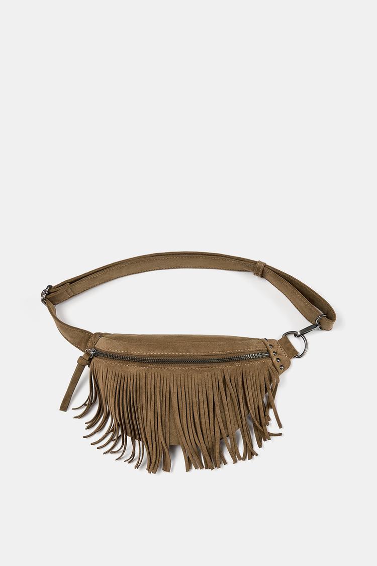 

Поясная сумка с бахромой Pull And Bear, бежевый