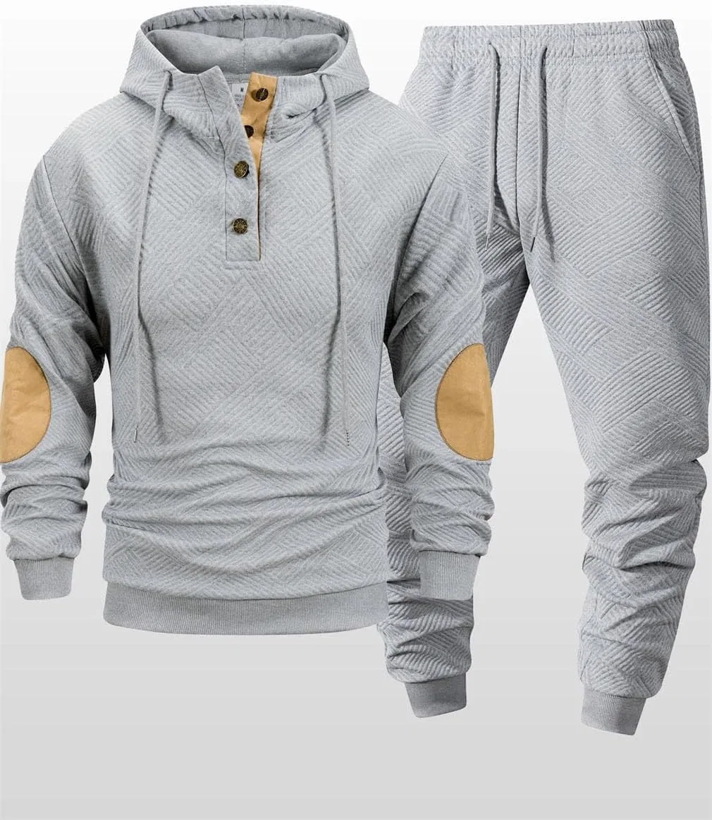 Спортивный костюм из флиса, Men's Hooded Sweatshirt Pants Two-Piece Set, Army En8 — фото 3