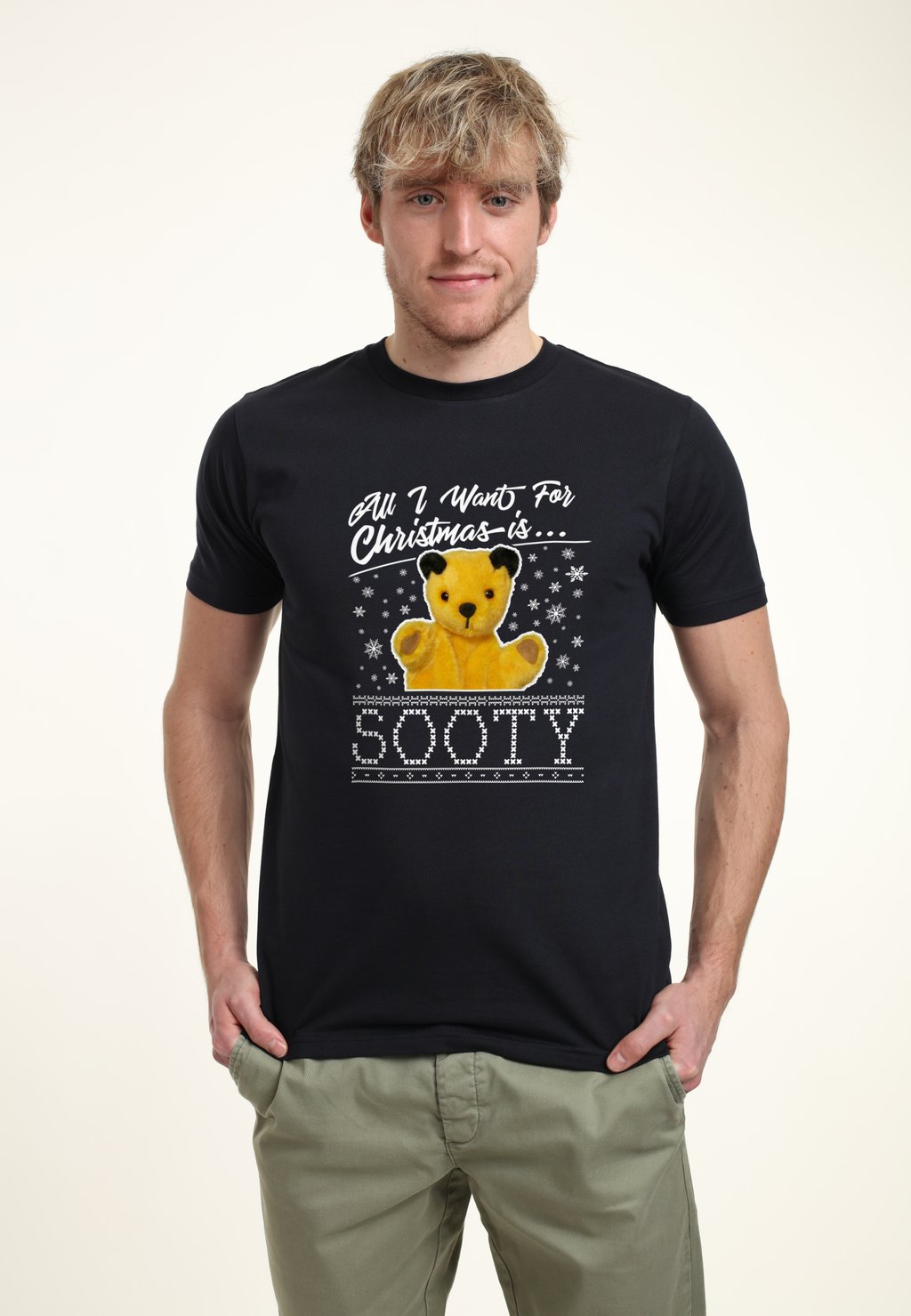 

Футболка с принтом SOOTY CHRISTMAS ALL I WANT FOR CHRISTMAS IS SOOTY Henry Tiger, темно-синий