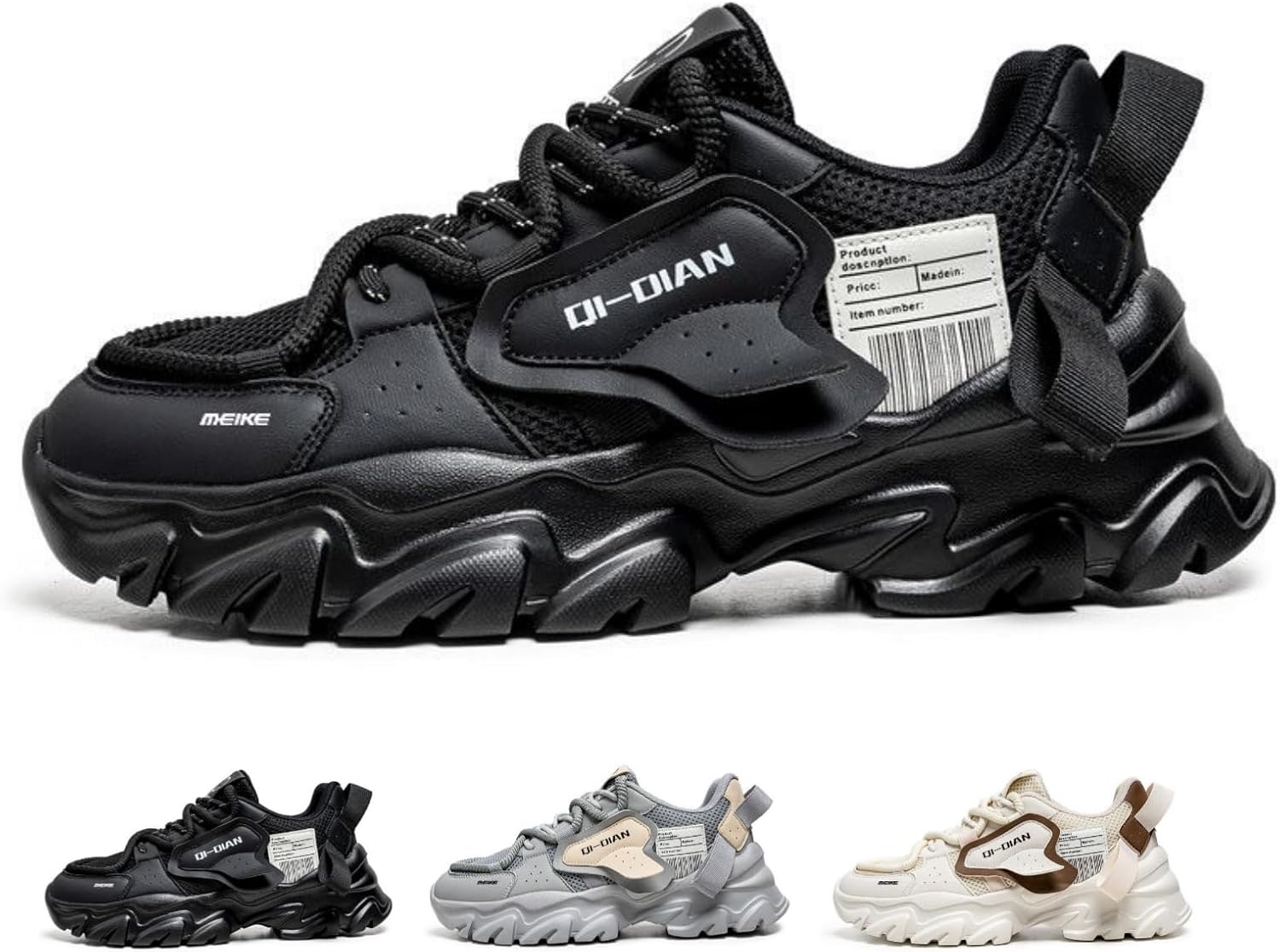 

Кроссовки MACEFIL Fashion Chunky для мужчин и женщин, ретро Y2K, стильные повседневные спортивные обувь для бега и ходьбы, черный