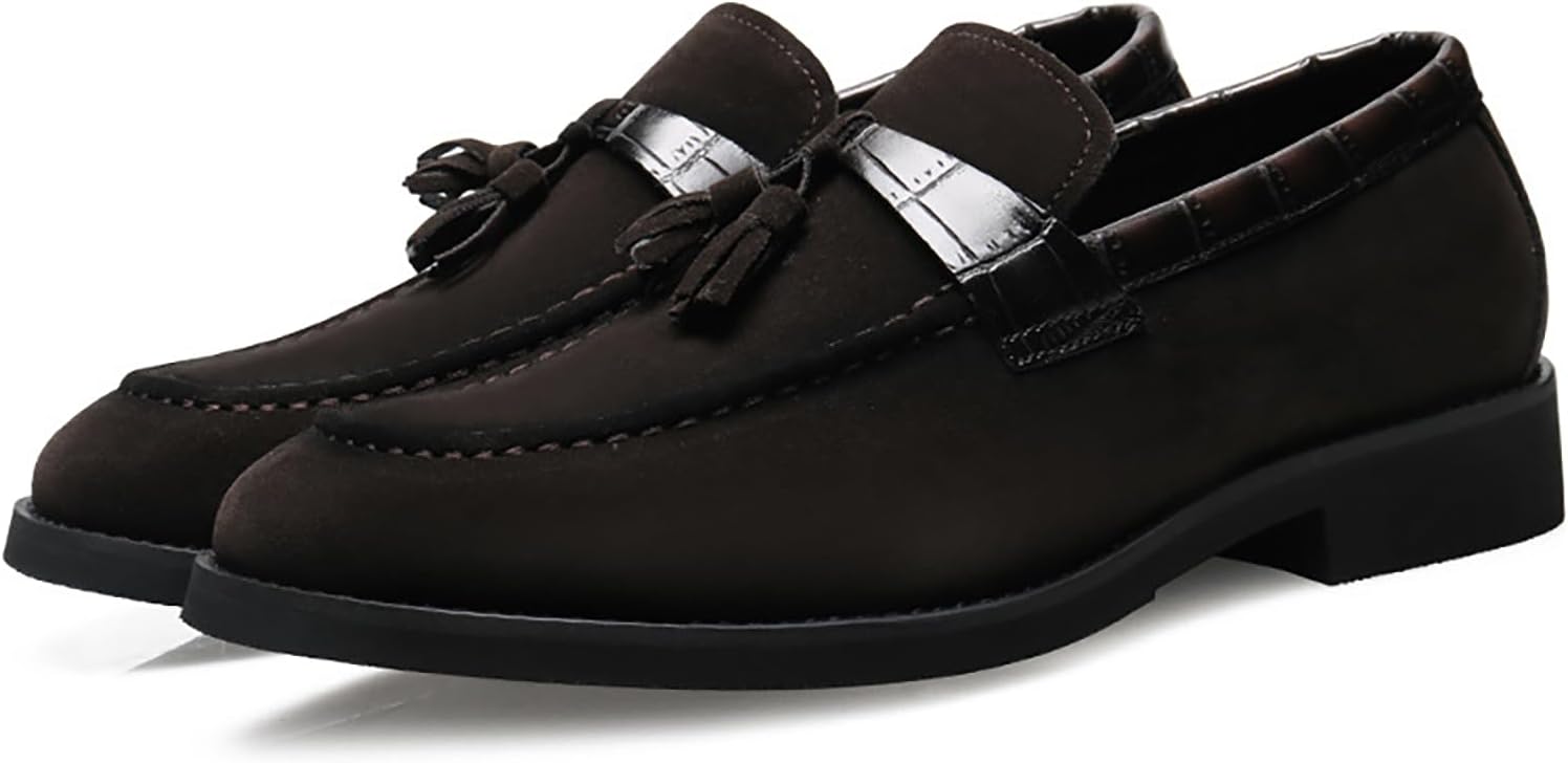 

Мужские лоферы SIYAKE с замшей, кисточками, низким квадратным каблуком, с пряжкой, классические, роскошные, с круглым носком, нескользящие, для делового и повседневного ношения, темно-коричневый