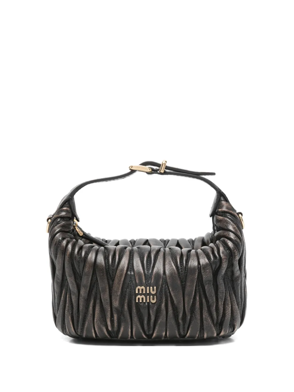

Мини-сумка на плечо с простежкой и логотипом Miu Miu, коричневый