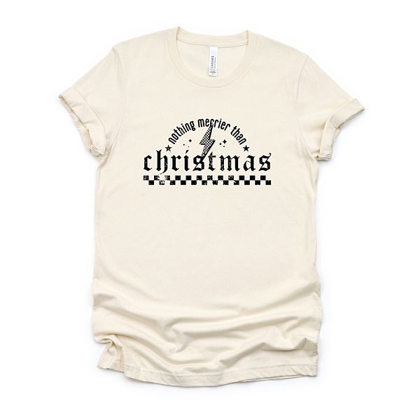 

Футболка с принтом Nothing merrier than christmas grunge Simply Sage Market, Cream