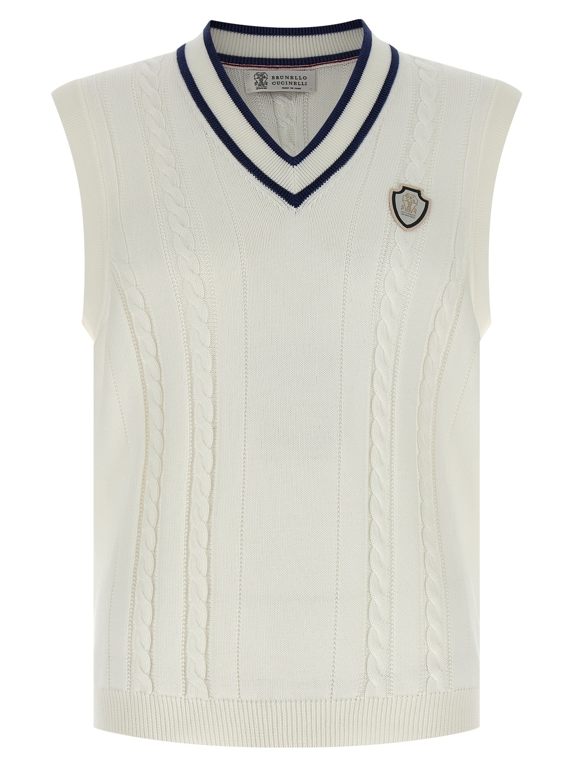 

Хлопковый плетеный жилет Brunello Cucinelli, белый