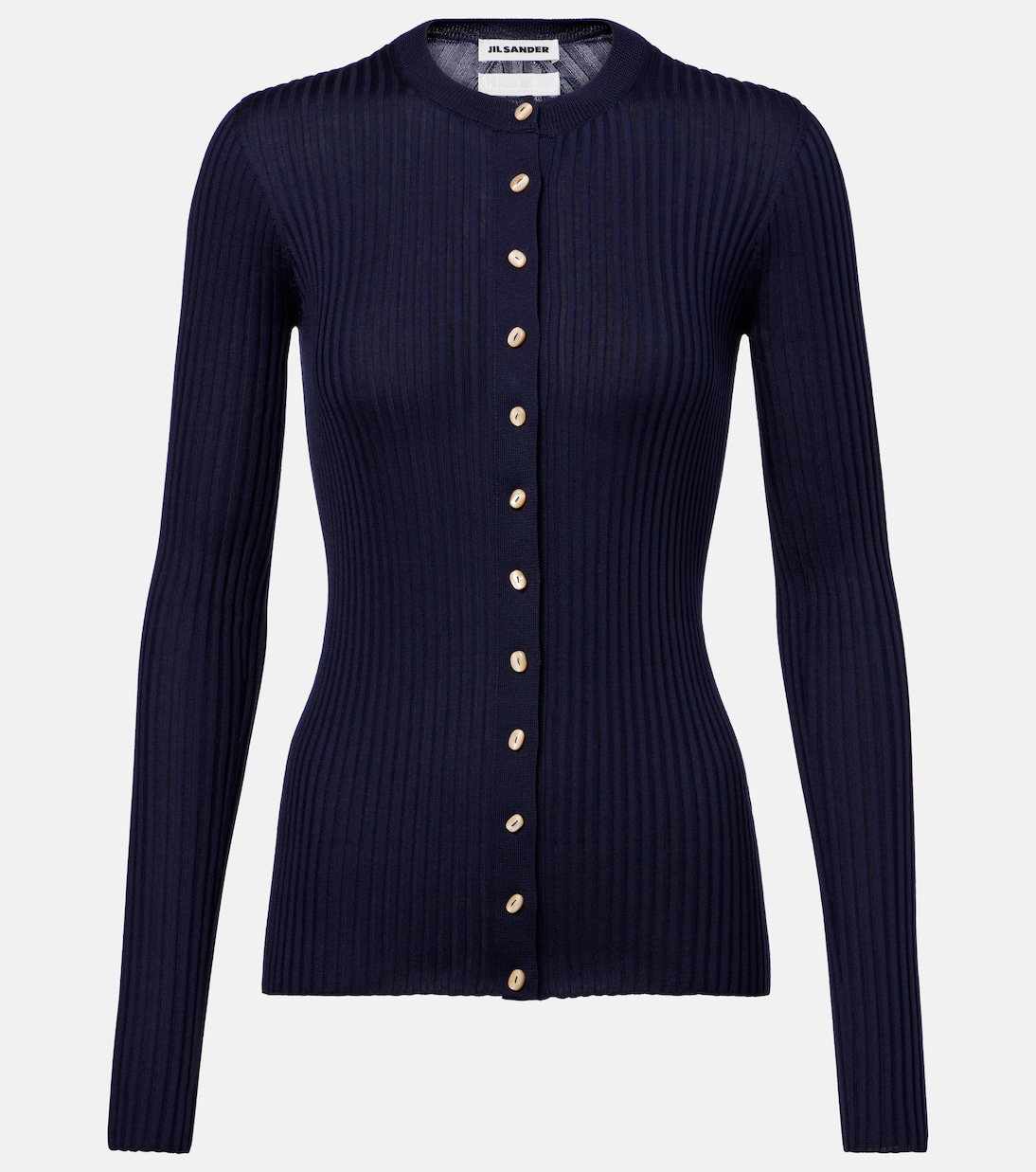 

Кардиган из ребристого шелкового джерси Jil Sander, Midnight