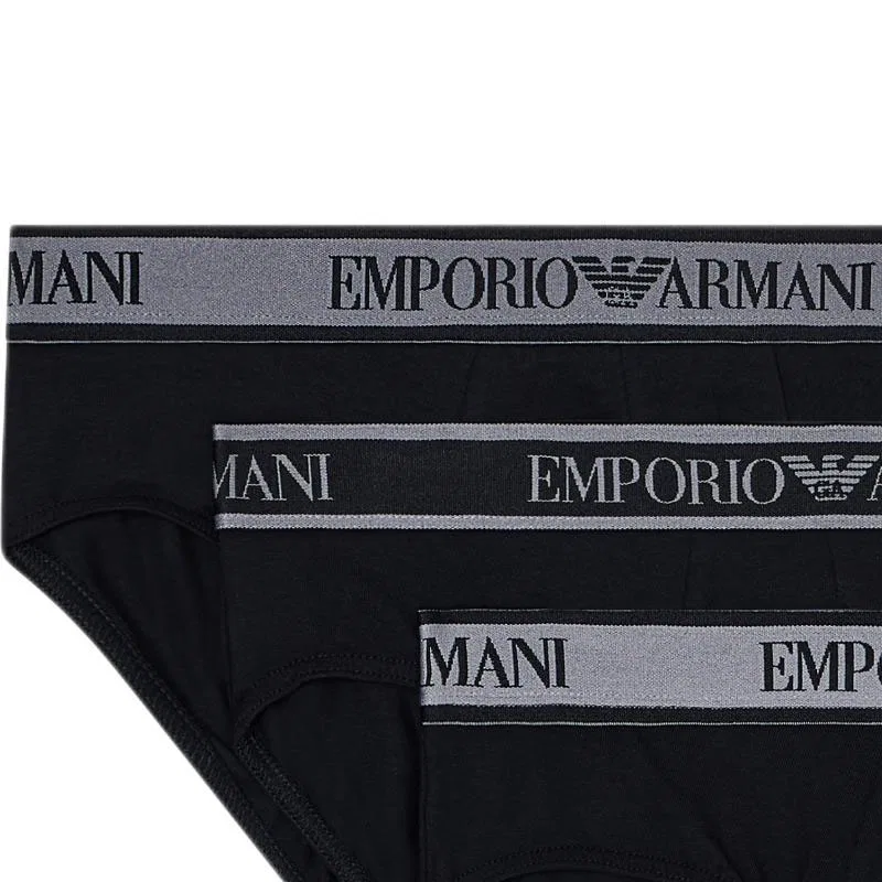 Набор боксеров Emporio Armani с логотипом на поясе, черный — фото 4