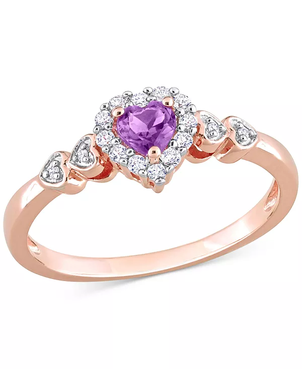 

Кольцо в форме сердца с выращенным в лаборатории синим сапфиром (1/4 карата, tw), выращенным в лаборатории белым сапфиром (1/8 карата, tw) и бриллиантовым акцентом из стерлингового серебра Macy'S, amethyst