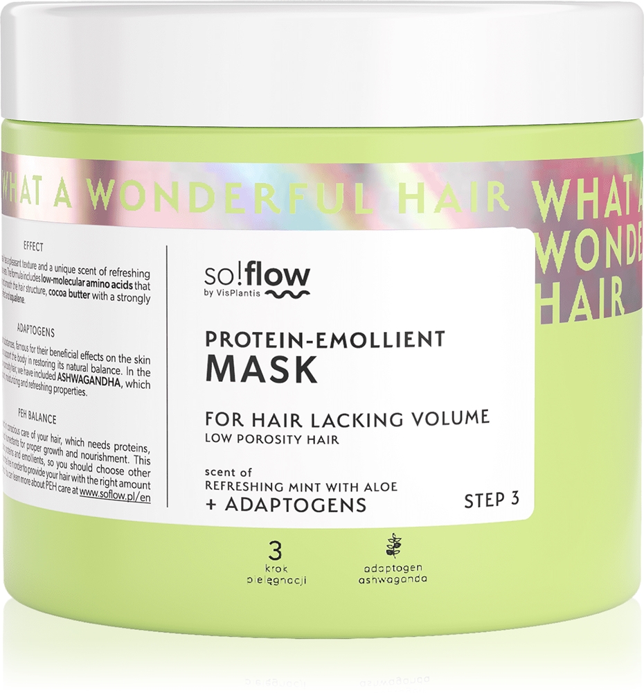 

Маска с протеинами для волос с низкой пористостью, смягчающая волосы, потерявшие объем So!Flow, 400 мл