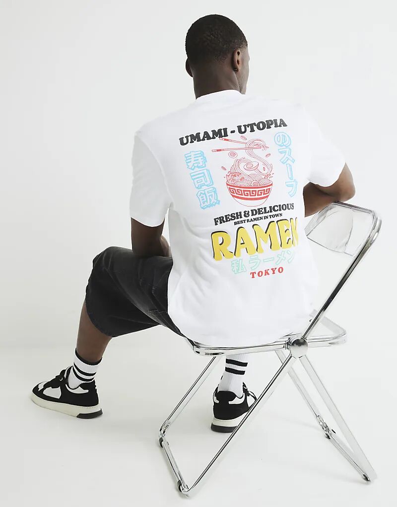 

Футболка River Island Regular Fit с японской лапшой рамэн белого цвета