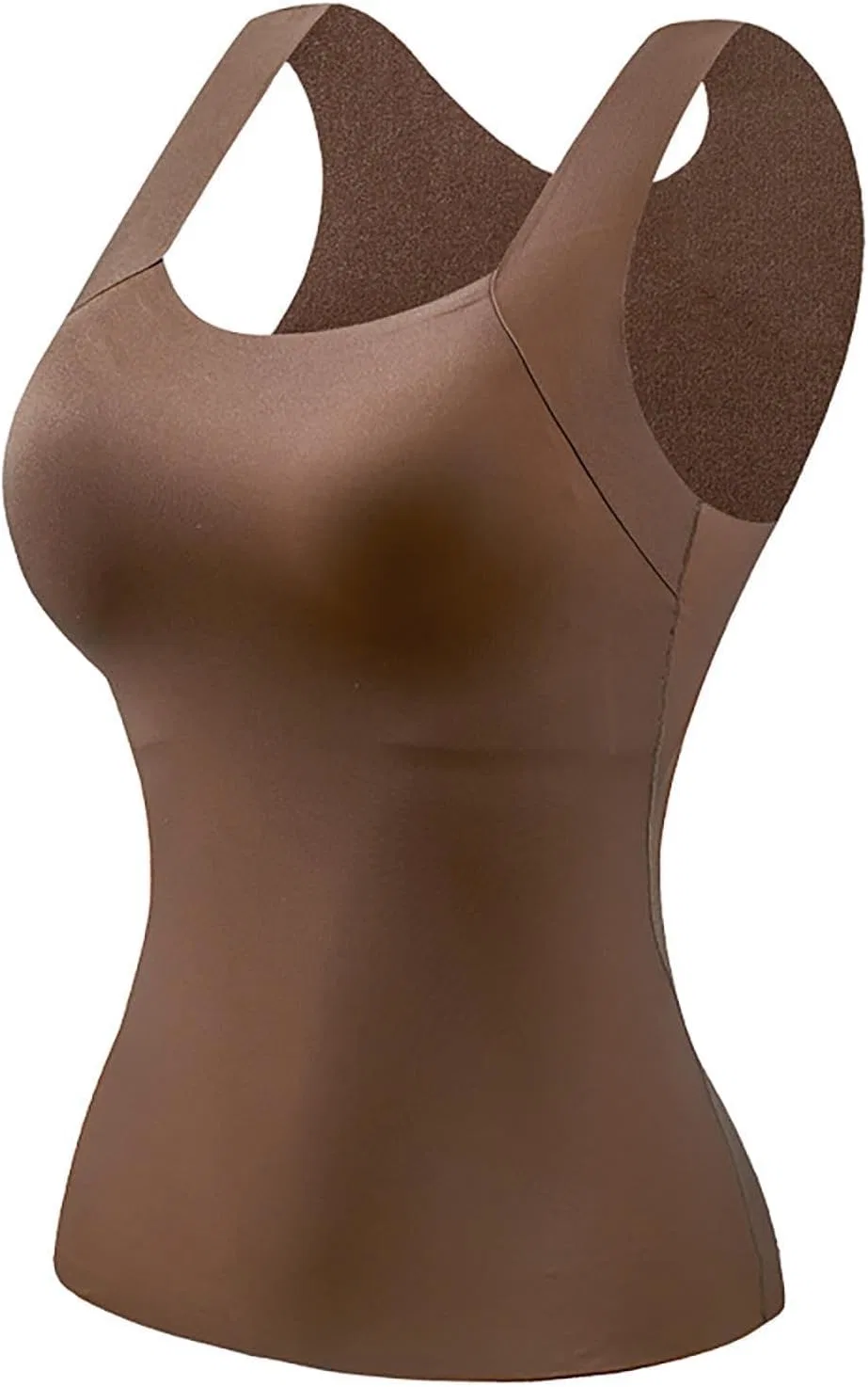 Женский топ с встроенным бюстгальтером, Shapewear Cami, U-образный вырез, коричневый