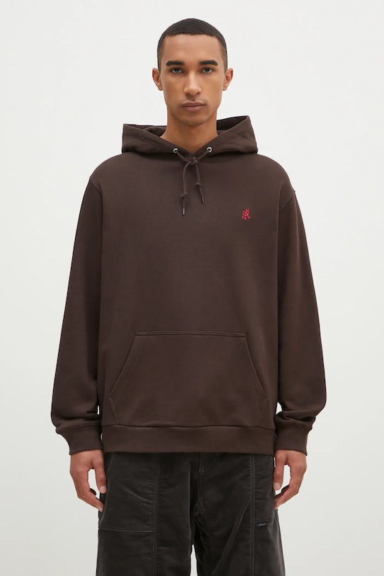 

Хлопковая толстовка One Point Hooded Sweatshirt Gramicci, коричневый