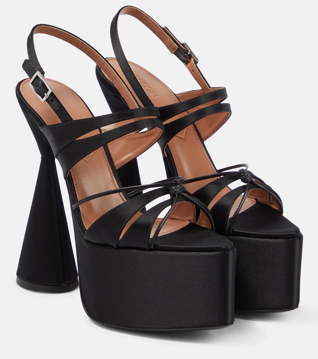 Атласные босоножки на платформе Belle D'Accori, Pure Black