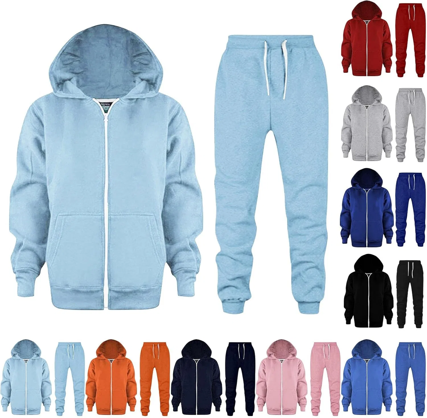 Спортивный костюм с капюшоном и брюками, Generic, Light Blue