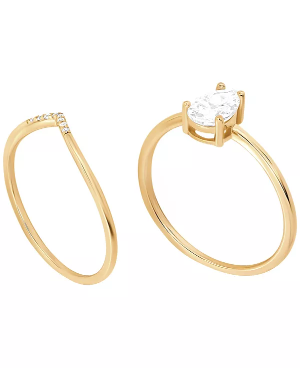 

Комплект из 2 колец с кубическим цирконием (1,25 карата) из стерлингового серебра или золота поверх стерлингового серебра Macy'S, gold