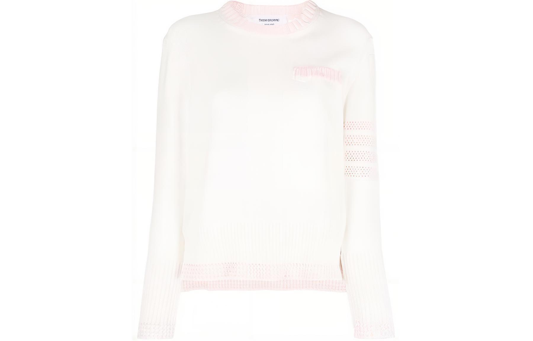 

Полосатый вязаный джемпер с четырьмя полосками THOM BROWNE, белый