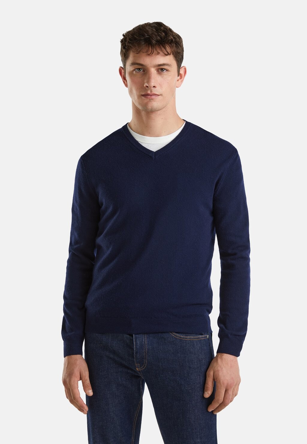 

Свитер Merino V Neck Strickpullover United Colors of Benetton, синий