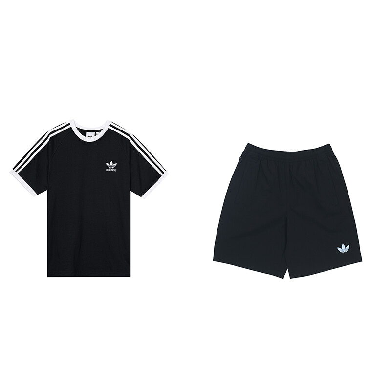 

Повседневный спортивный комплект унисекс черный топ и черные шорты Adidas Originals, черный