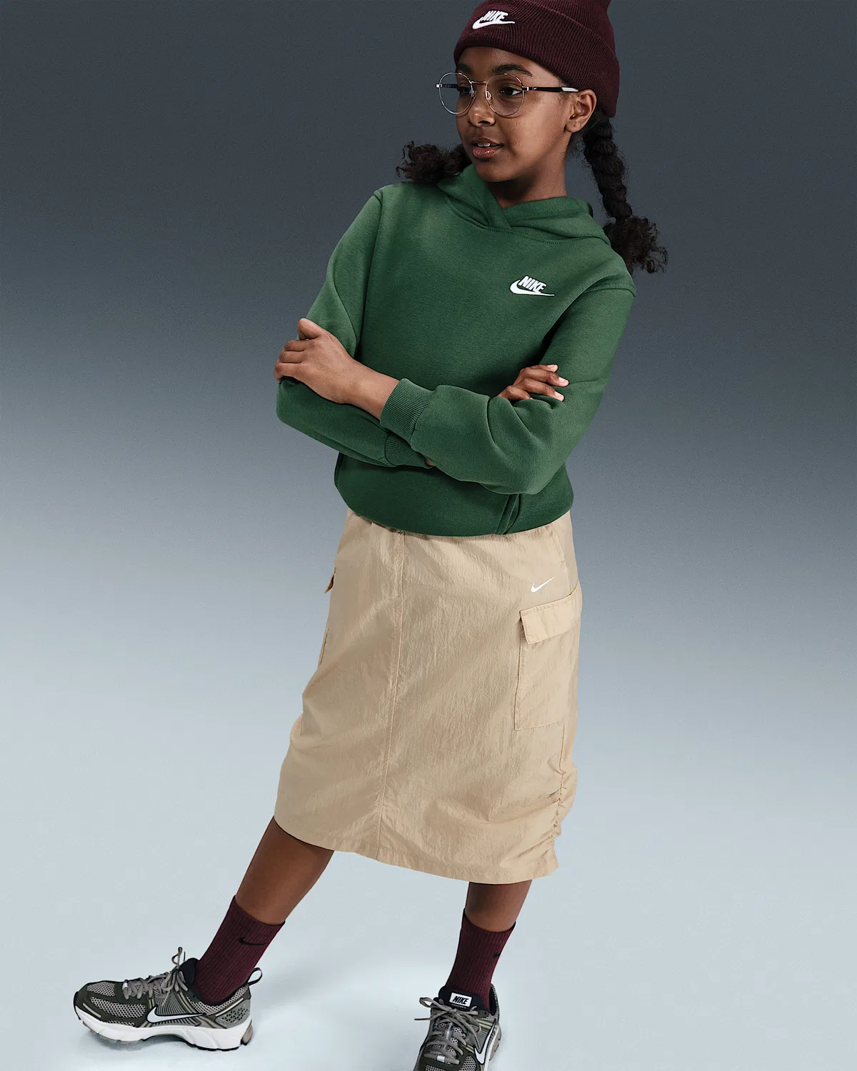 Детская толстовка Nike Sportswear Club Fleece, Fir/White — фото 3