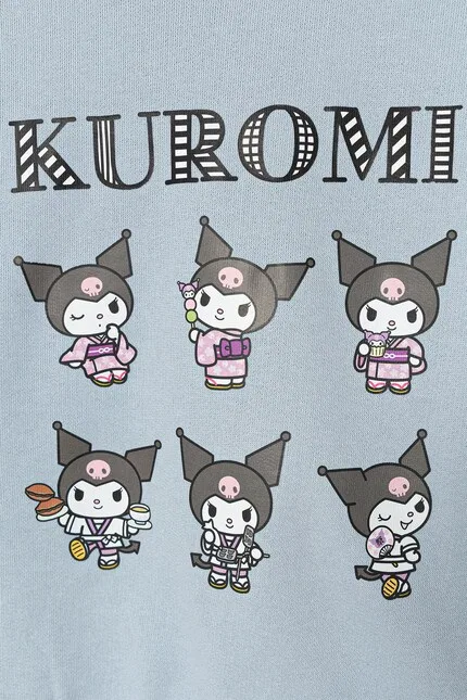Худи детское с принтом Hello Kitty свободный крой United Colors of Benetton, синий — фото 3