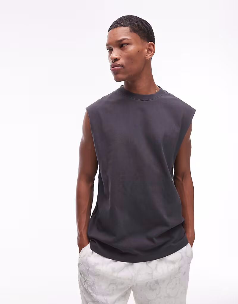 

Футболка Topman свободного кроя без рукавов черного цвета