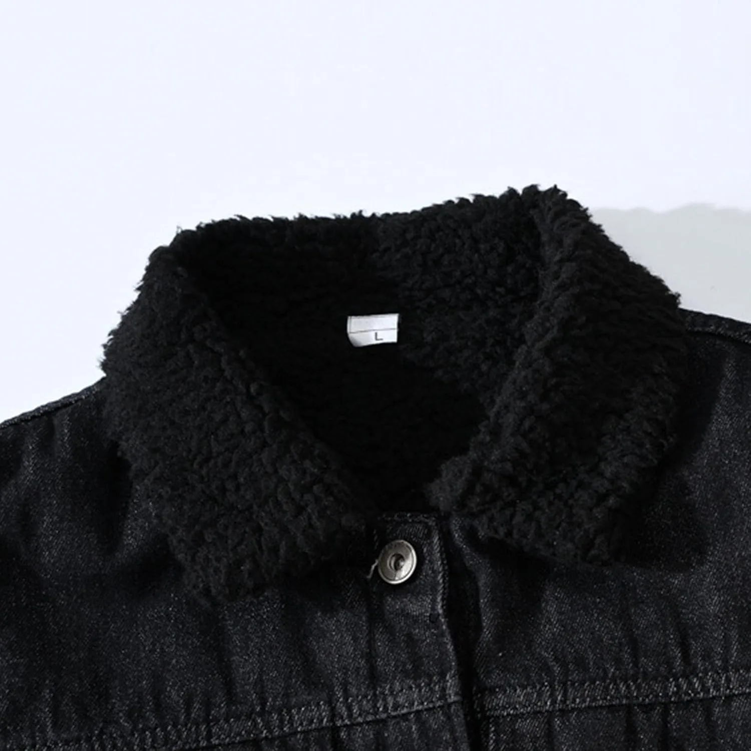 Мужской утепленный джинсовый жилет Casual Slim Fit с пуговицами и несколькими карманами без рукавов Generic, черный — фото 3