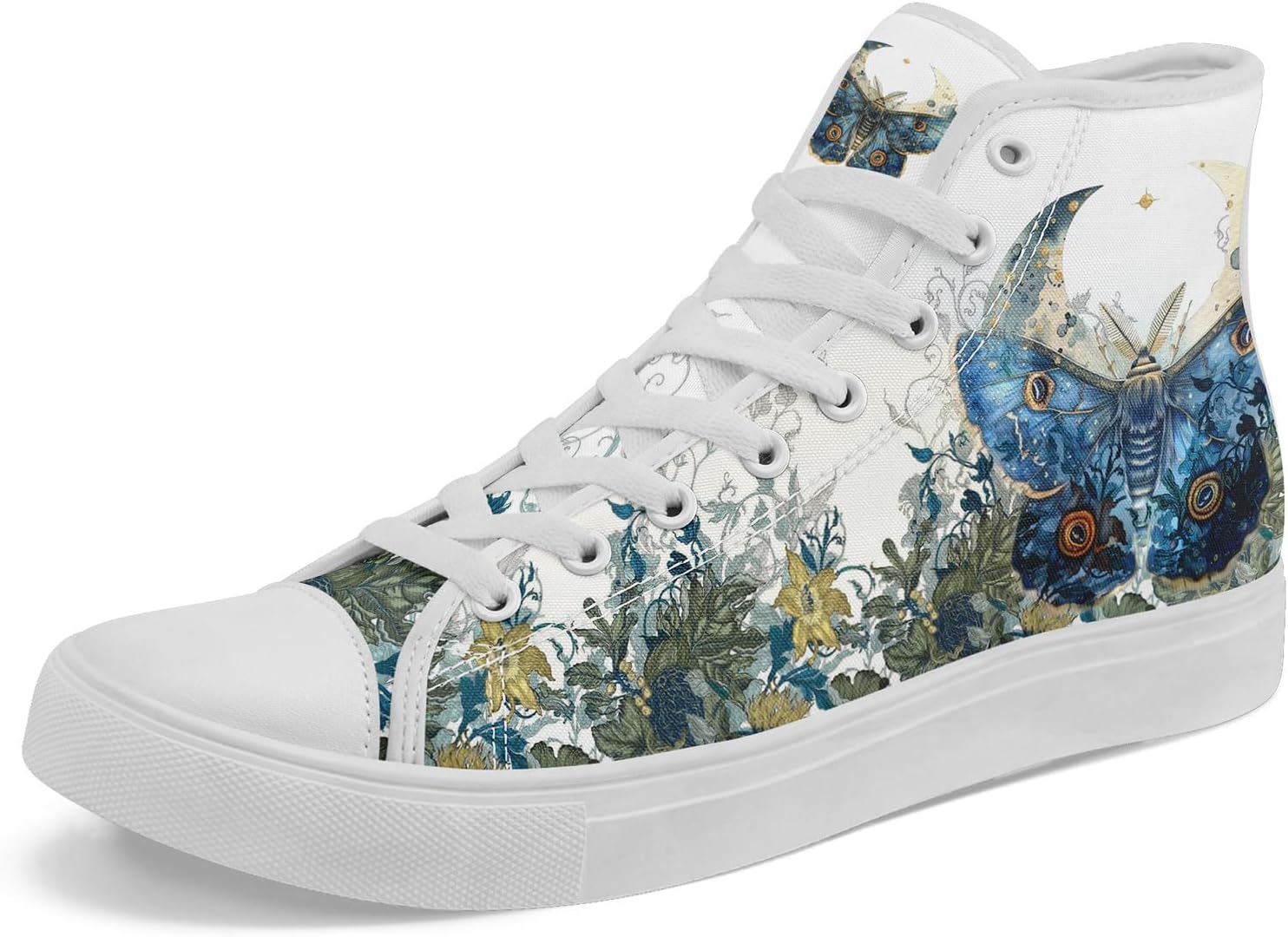 

Кроссовки на высокой подошве AWSOLE Fashion из канвы для мужчин и женщин, унисекс, с принтом пчелы, бабочки, луны и цветов, легкие повседневные обувь на плоской подошве, белый/синий/зеленый/светло-синий