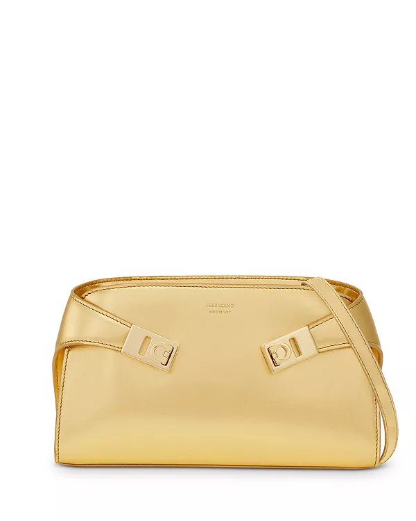 

Миниатюрная кожаная сумка через плечо Hug Ferragamo, золотой