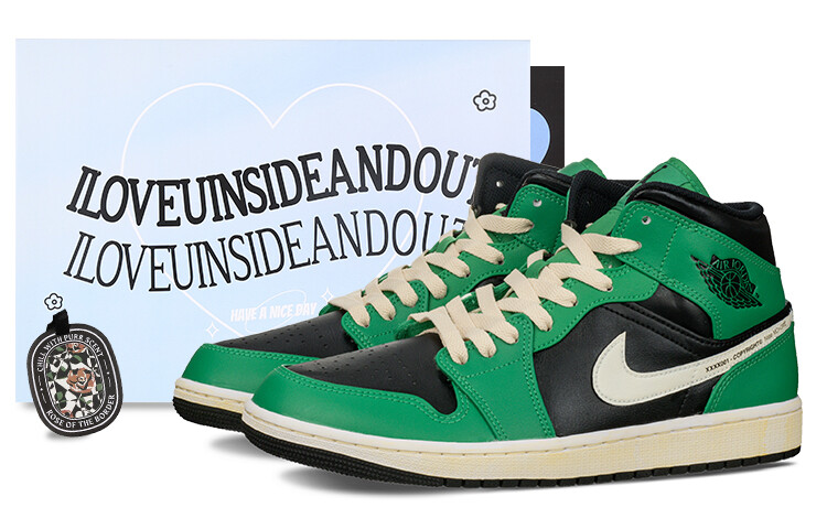 

Кроссовки Air Jordan 1 Vintage Basketball Shoes Men Mid-Top Black/Green