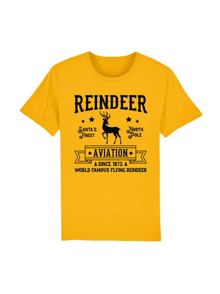 

Футболка F4NT4STIC T-Shirt Reindeer Aviation Retro Weihnachts Sign, цвет spectra yellow