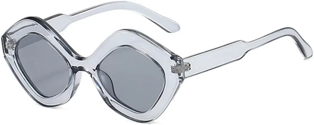 

Ретро-солнцезащитные очки «кошачий глаз» в форме неправильного многоугольника, женские, с защитой от УФ-излучения UV400, модные мужские TVTBBVV, Gray Black