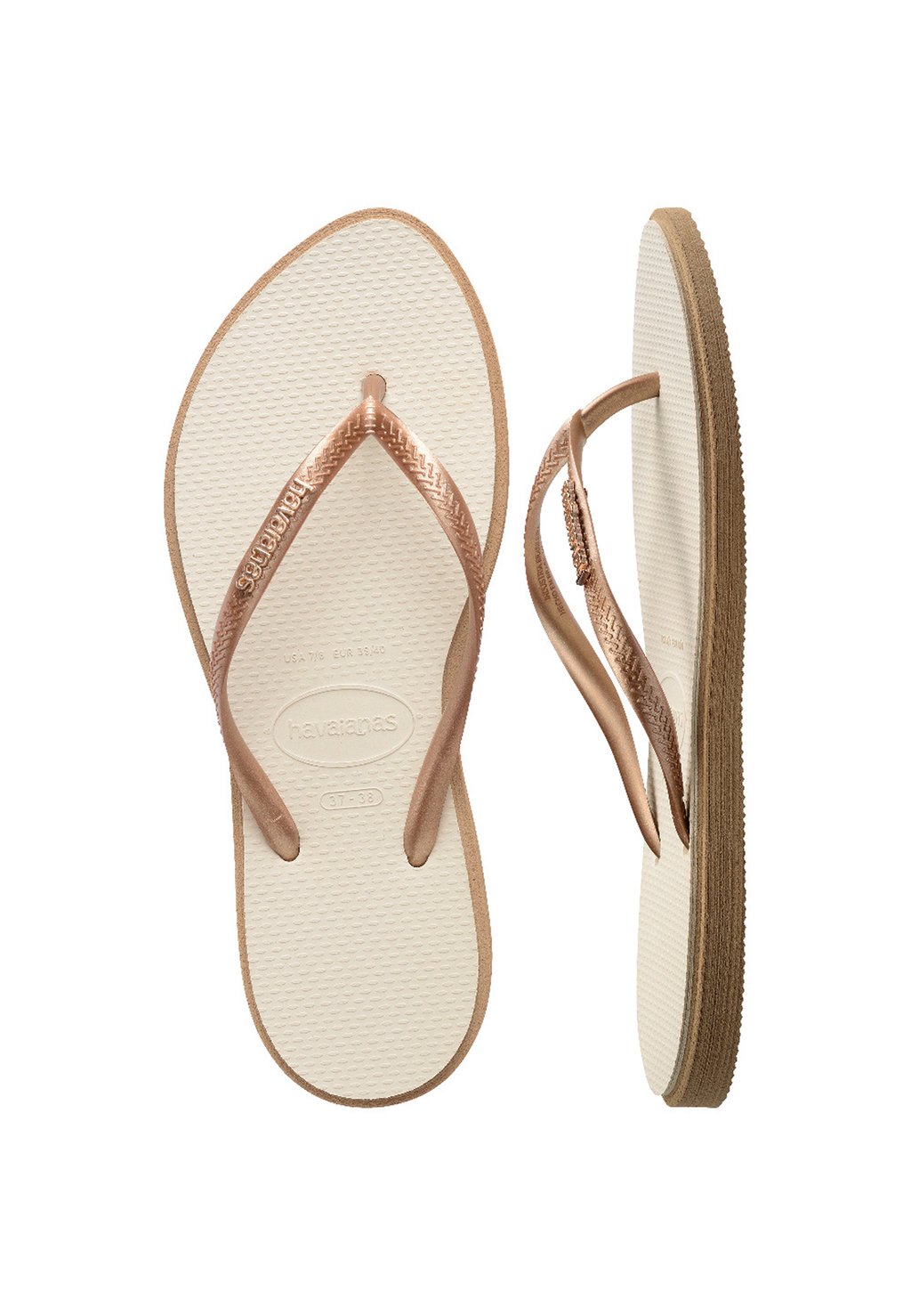 Шлепанцы SLIM POINT - T-bar sandals Havaianas, цвет Rose Gold/Beige — фото 4