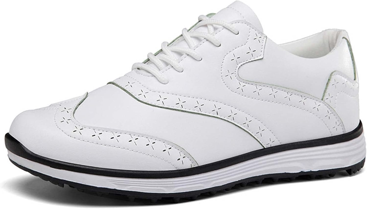 

Гольф обувь для мужчин большого размера, кожаные водонепроницаемые кроссовки для гольфа без шипов, противоскользящая обувь для ходьбы Vibliss, белый