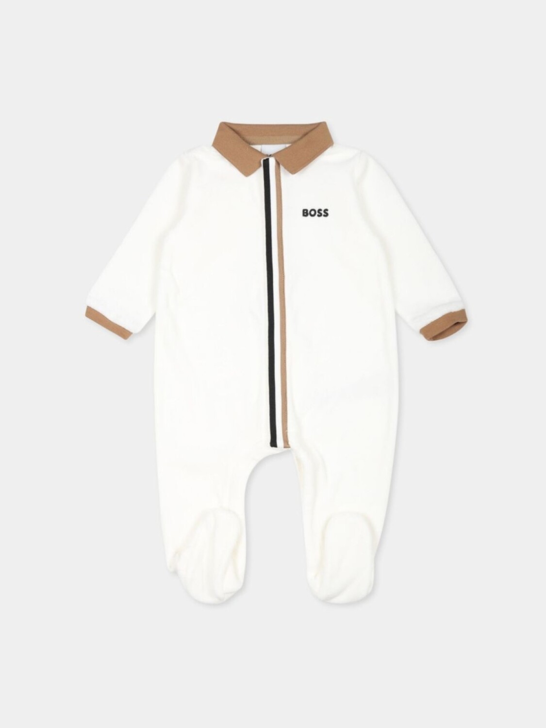 

BOSS Kidswear логотип вышитый полосатый babygrow, серый
