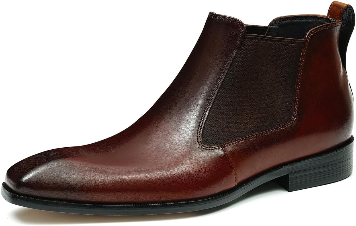 

Мужские ботинки Chelsea Santimon, формальные ботинки на щиколотку, модные, из натуральной кожи, западного стиля, для праздников, свадеб, вечеров с смокингом, делового и повседневного ношения, легкие ботинки чукка для мужчин, красный