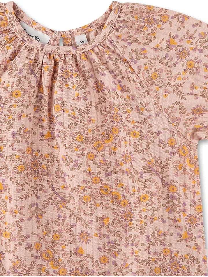Блуза с цветочным принтом Sanetta Kidswear, бежевая — фото 3