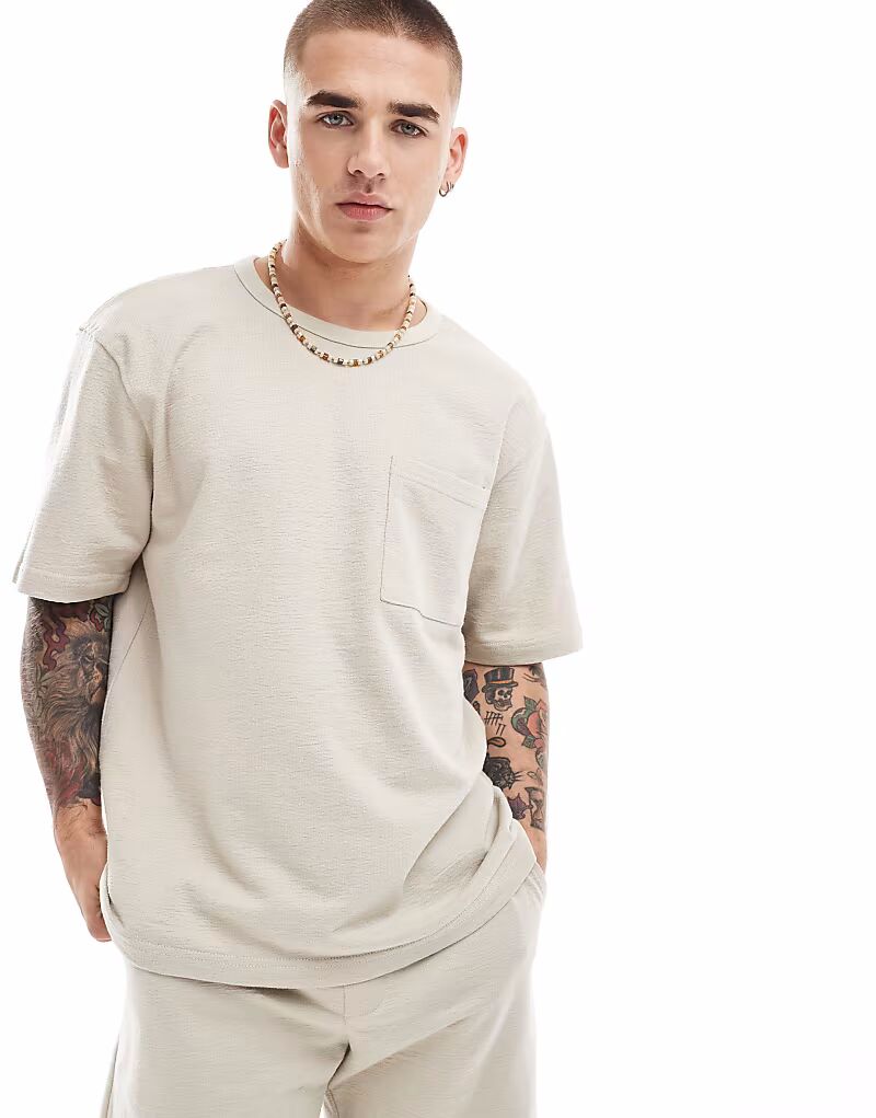 

Футболка со свободным фактурным кроем Only & Sons, серебристый