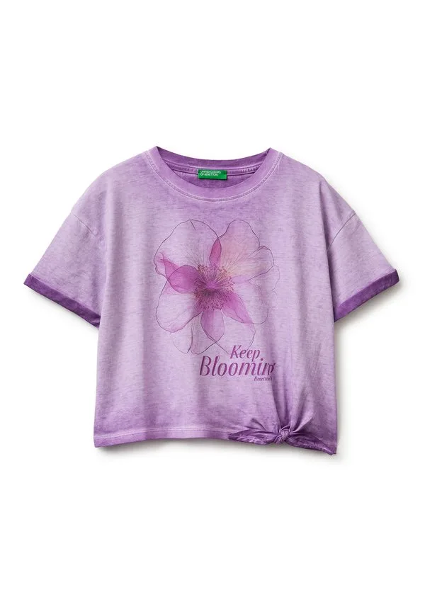 Футболка с принтом и узлом. футболка с принтом United Colors Of Benetton, Violet