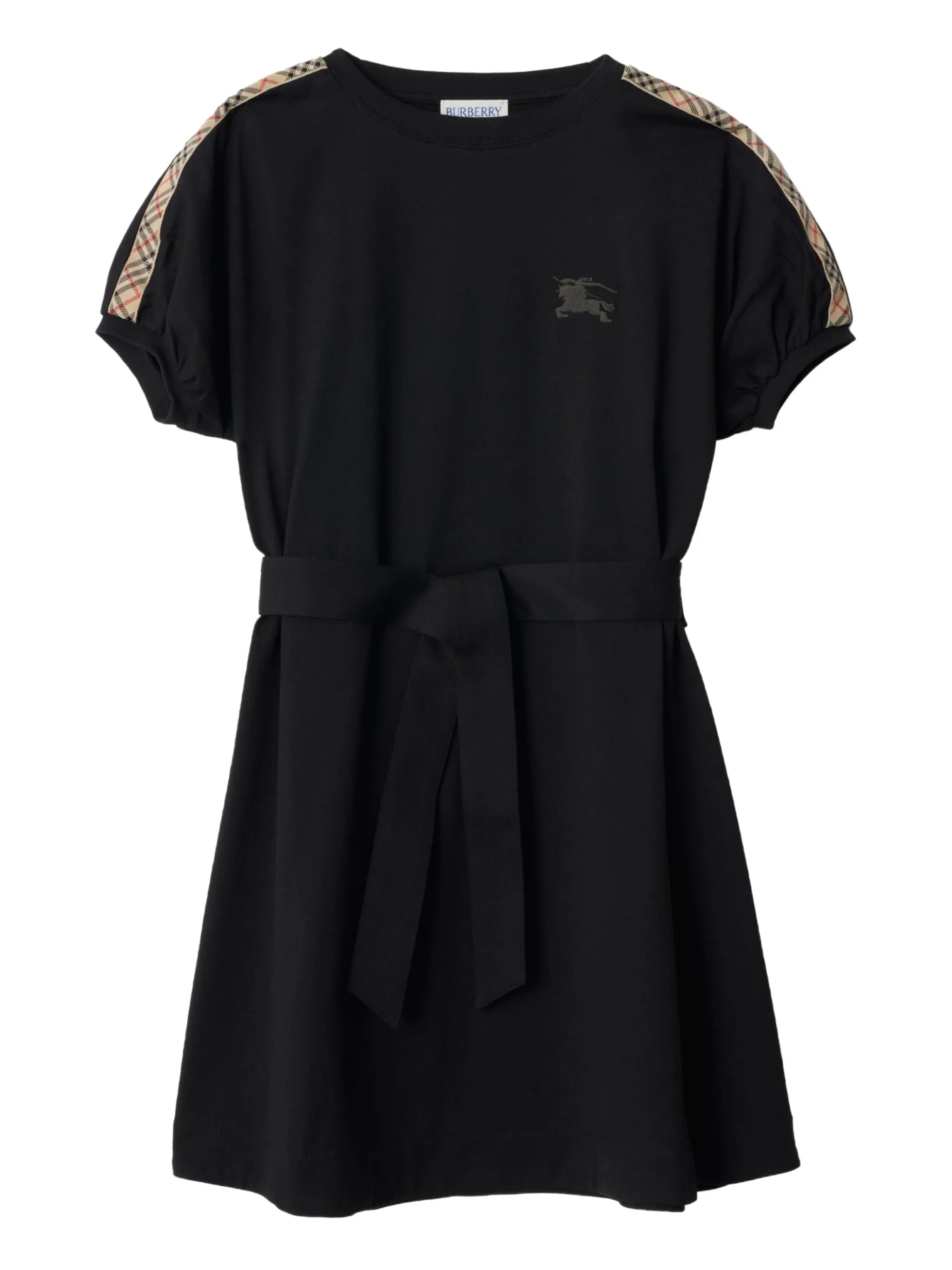 

Платье-футболка с вышивкой Burberry Kids, черный