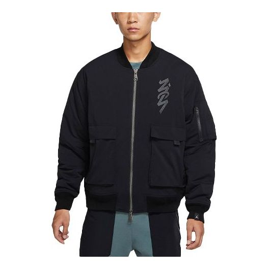 

Куртка men's zion flight alphabet embroidered aviator woven padded clothes black jacket Air Jordan, черный