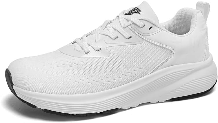 

Мужские кроссовки с круглым носком, дышащие, с сеткой, на шнуровке, для бега, низкие, легкие, с нескользящей подошвой, повседневные спортивные туфли, подходят для ходьбы, игры в бадминтон, теннис и путешествий Igzbibg, белый