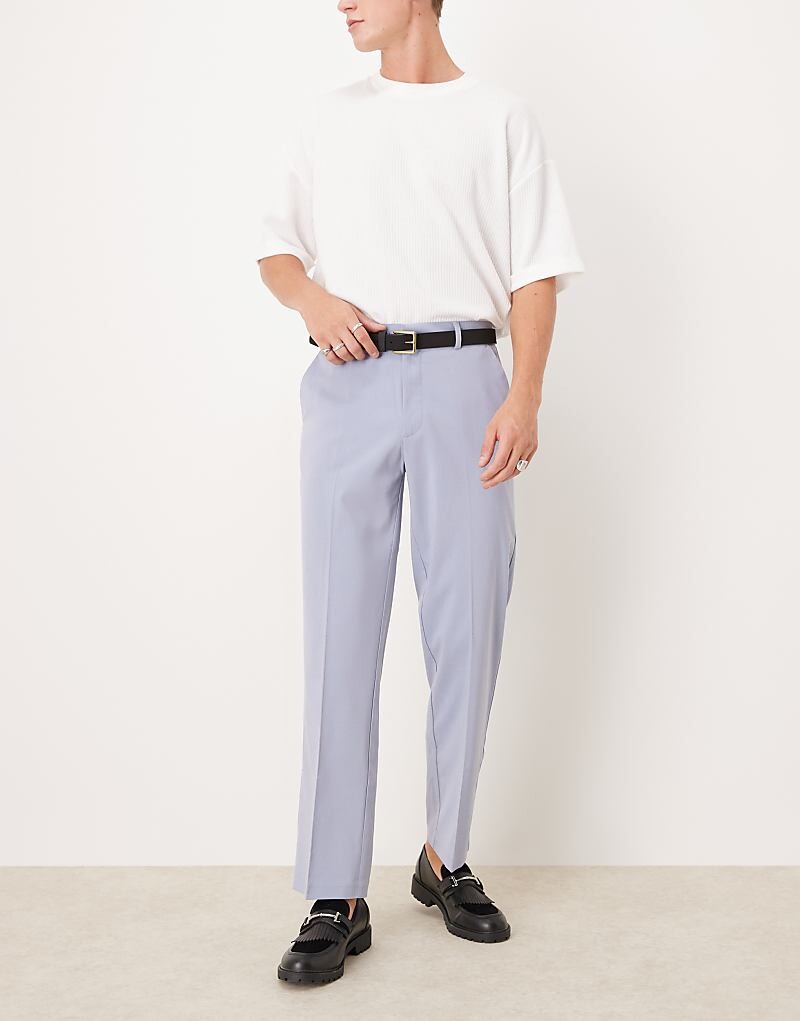 

ASOS DESIGN – Голубые элегантные прямые свадебные брюки